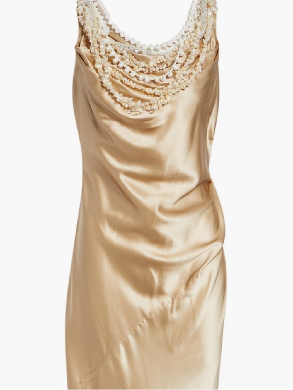Balmain Shell Garland Draped Silk Gown